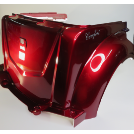 Comfort Mobility Scooter - Rear Fairing Under Seat with "Comfort" logo and Charger Port. RED